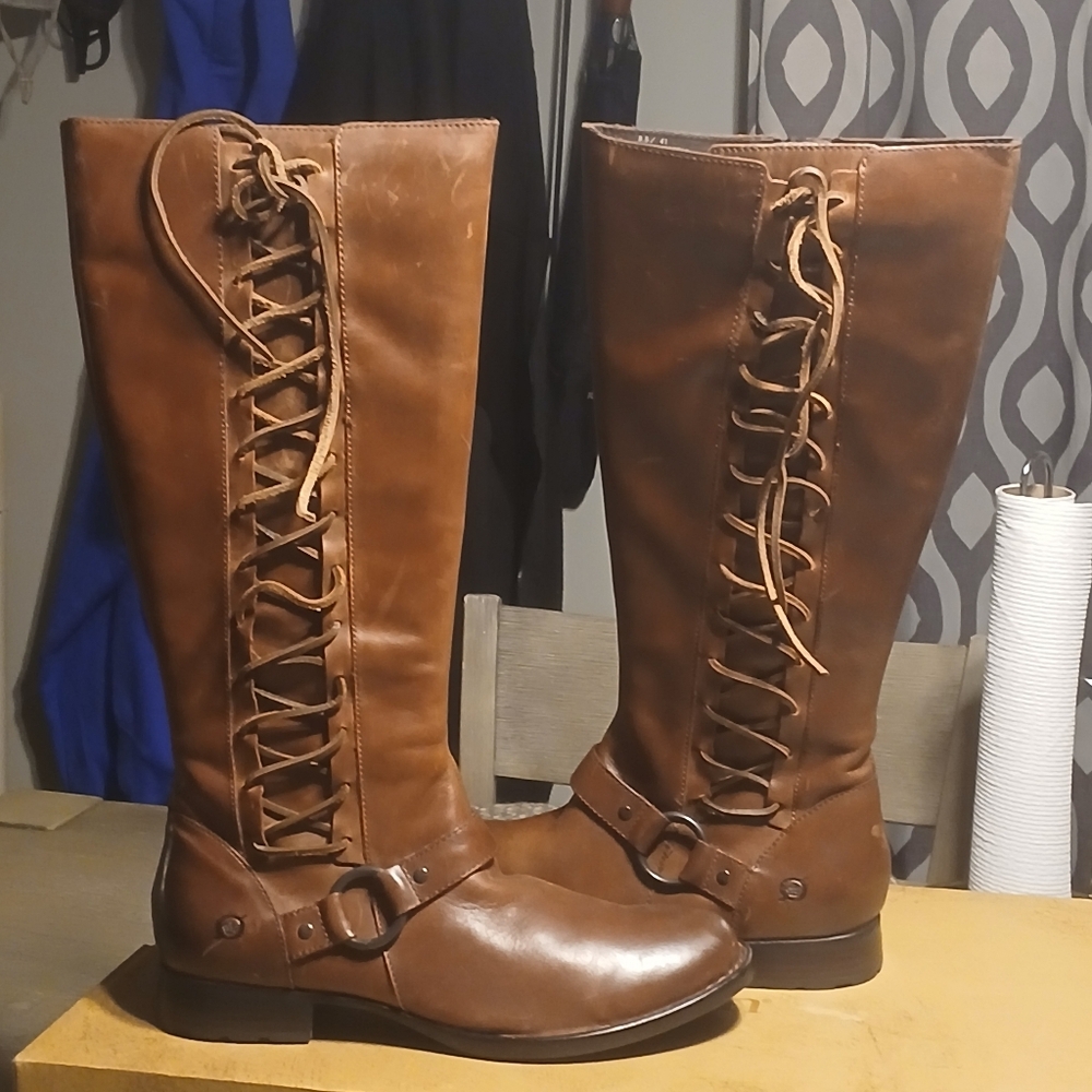 Born ESTELLE Brown Lace-Up & Zip Up Knee-High Boots